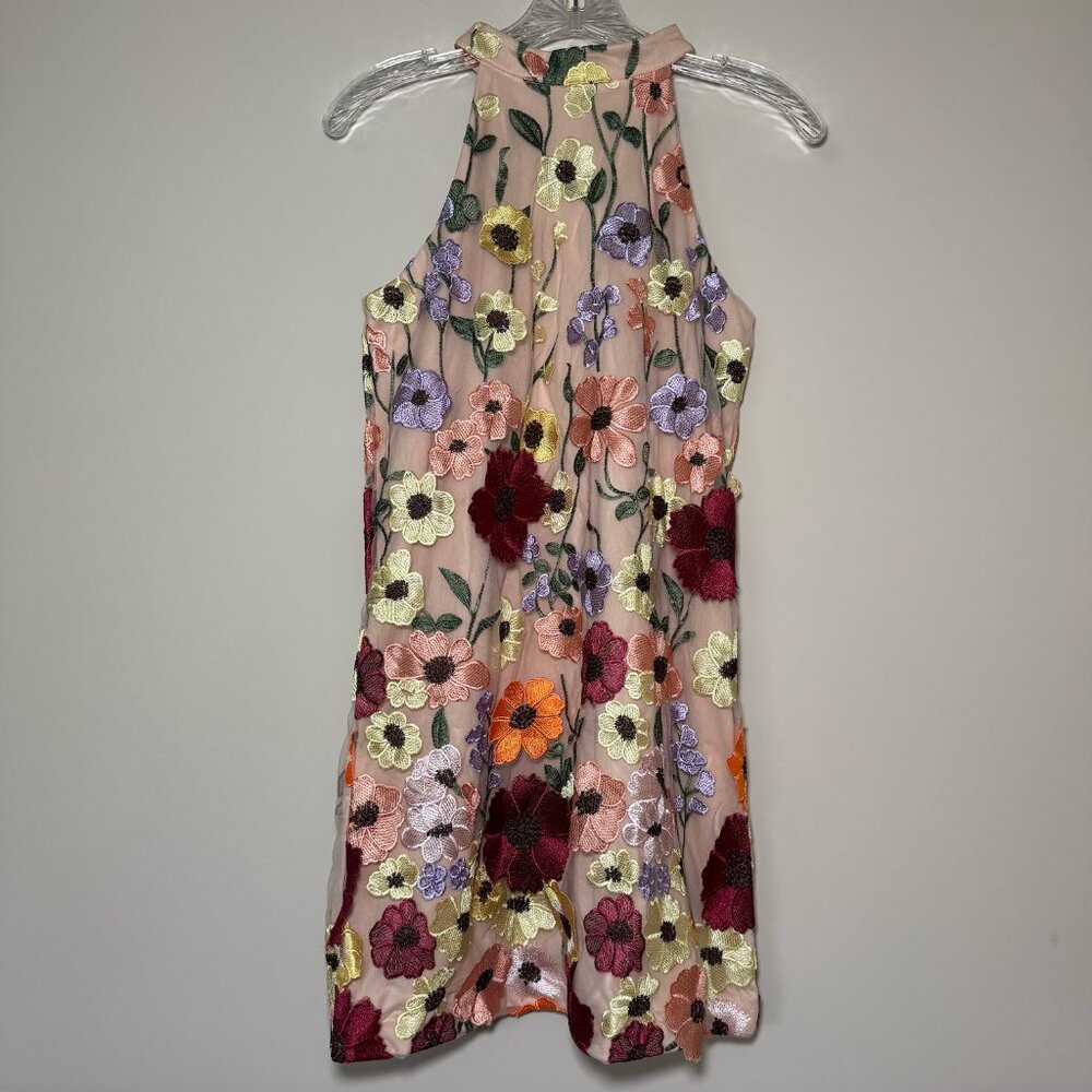 NWT gbGirls Sleeveless Hi Neck 3D Embroidered Floral Dress 3D lace size XL - Picture 3 of 9